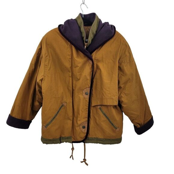 Vintage 80's The Limited Mens Coat Color Block Streetwear Grunge Mustard M - Picture 7 of 17